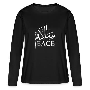 Frieden - Frauen Premium Bio Langarmshirt - Schwarz - Vorne - Julia (174cm)