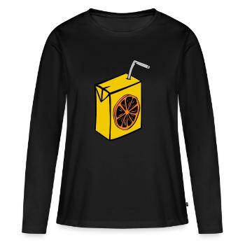 saft box karton einweg stroh orange getraenke - Frauen Premium Bio Langarmshirt - Schwarz - Vorne - Julia (174cm)
