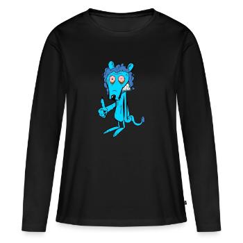 Lion anxieux - T-shirt manches longues Premium bio Femme - noir - Devant - Julia (174cm)
