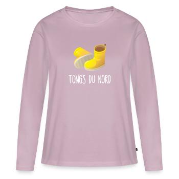 tongs du nord - T-shirt manches longues Premium bio Femme - rose poudré - Devant - Julia (174cm)