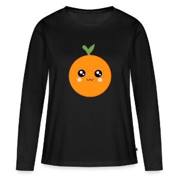 Kawaii Oranges Kawaii Fruits Kawaii Fruit - T-shirt manches longues Premium bio Femme - noir - Devant - Julia (174cm)