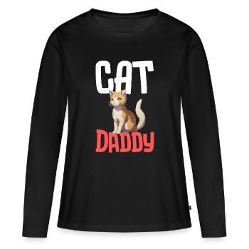 Katzenpapa: Robuste Typografie - Frauen Premium Bio Langarmshirt - Schwarz - Vorne - Julia (174cm)