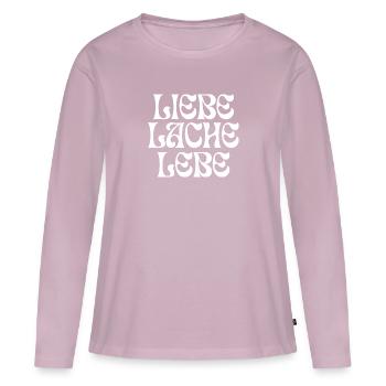 Liebe Lache Lebe - Frauen Premium Bio Langarmshirt - Altrosa - Vorne - Julia (174cm)