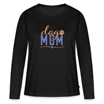 CHIEN maman Design, chien maman chien maman typographie - T-shirt manches longues Premium bio Femme - noir - Devant - Julia (174cm)