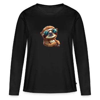 Mignon paresseux portant des lunettes de soleil d’une manière décontractée - T-shirt manches longues Premium bio Femme - noir - Devant - Julia (174cm)