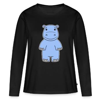 Nilpferd - Frauen Premium Bio Langarmshirt - Schwarz - Vorne - Julia (174cm)