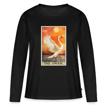 Schwäne Schwan - Frauen Premium Bio Langarmshirt - Schwarz - Vorne - Julia (174cm)