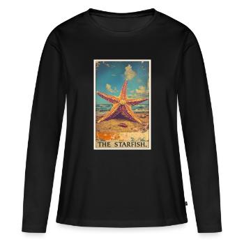Étoile de mer Étoile de mer - T-shirt manches longues Premium bio Femme - noir - Devant - Julia (174cm)