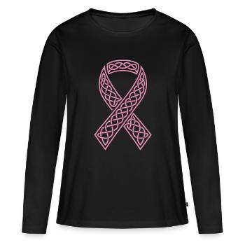 Ruban Celtique Rose à Nœud - T-shirt manches longues Premium bio Femme - noir - Devant - Julia (174cm)