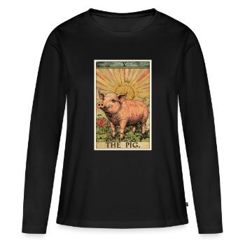 Cochon Cochon - T-shirt manches longues Premium bio Femme - noir - Devant - Julia (174cm)