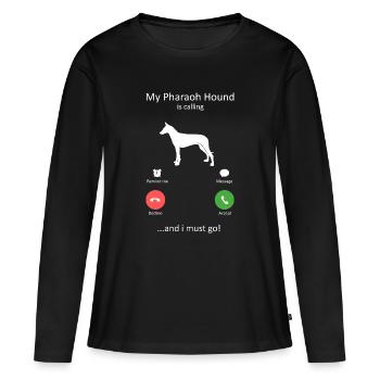 Mon chien pharaon m’appelle et je dois y aller cadeau - T-shirt manches longues Premium bio Femme - noir - Devant - Julia (174cm)