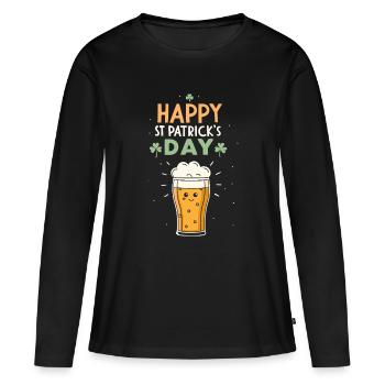 Pinte joyeuse Saint-Patrick - T-shirt manches longues Premium bio Femme - noir - Devant - Julia (174cm)