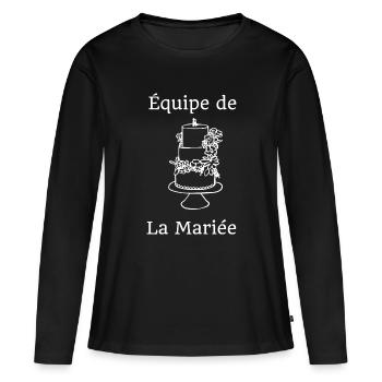 Équipe Mariée – Gâteau Floral Linéaire - T-shirt manches longues Premium bio Femme - noir - Devant - Julia (174cm)