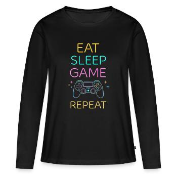 JEU DE MANGER ET SOMMEIL RÉPÉTER Neon Zocken Gaming - T-shirt manches longues Premium bio Femme - noir - Devant - Julia (174cm)
