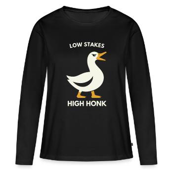 Tee à faible enjeu High Honk Duck - T-shirt manches longues Premium bio Femme - noir - Devant - Julia (174cm)
