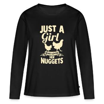 Élevage de coqs, volaille, poulet - T-shirt manches longues Premium bio Femme - noir - Devant - Julia (174cm)
