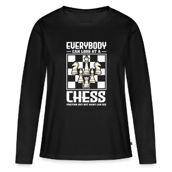 Échiquier des joueurs d’échecs - T-shirt manches longues Premium bio Femme - noir - Devant - Julia (174cm)