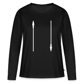 Blason de la silhouette de la lance - T-shirt manches longues Premium bio Femme - noir - Devant - Julia (174cm)