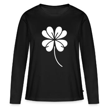 Silhouette de trèfle Symbole de chance irlandais - T-shirt manches longues Premium bio Femme - noir - Devant - Julia (174cm)