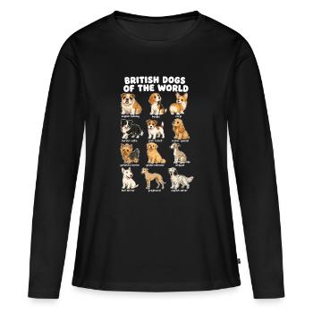  Britische Hunderassen-diagramm Niedliche - Frauen Premium Bio Langarmshirt - Schwarz - Vorne - Julia (174cm)