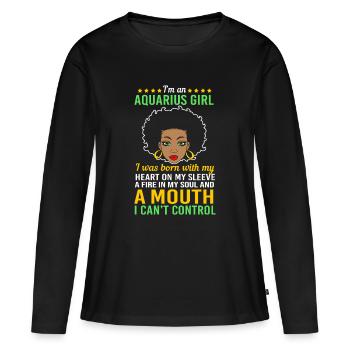 Sternzeichen Wassermann - Frauen Premium Bio Langarmshirt - Schwarz - Vorne - Julia (174cm)