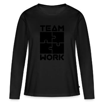 Travail d'équipe - Chemise - T-shirt manches longues Premium bio Femme - noir - Devant - Julia (174cm)