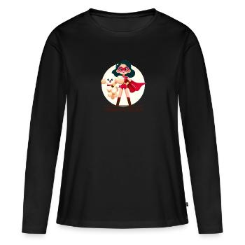 Tierschützerin | Superheldin | Tierschutz - Frauen Premium Bio Langarmshirt - Schwarz - Vorne - Julia (174cm)