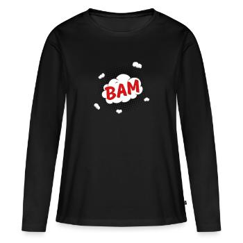 Bam - T-shirt manches longues Premium bio Femme - noir - Devant - Julia (174cm)