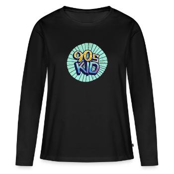 90s kid Neunziger - Frauen Premium Bio Langarmshirt - Schwarz - Vorne - Julia (174cm)