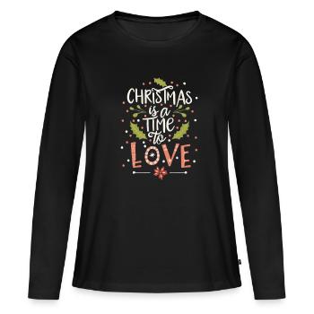 Noël, c’est l’amour : la chaleur festive du cœur - T-shirt manches longues Premium bio Femme - noir - Devant - Julia (174cm)