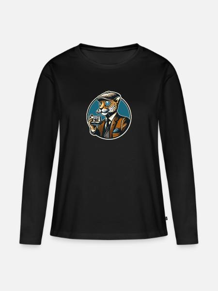 PAPI JAGUAR - Frauen Premium Bio Langarmshirt - Schwarz