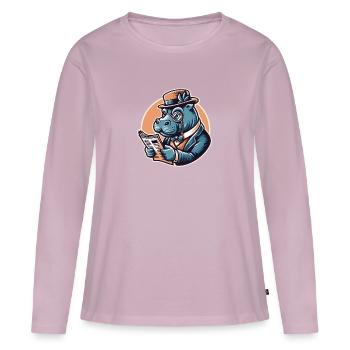 PAPI HIPPOPOTAMUS - Women's Premium Organic Long Sleeve Shirt - dusky pink - Front - Julia (174cm)