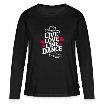 Live Love Line Dance Linedance Spass am Tanzen - Frauen Premium Bio Langarmshirt - Schwarz - Vorne - Julia (174cm)