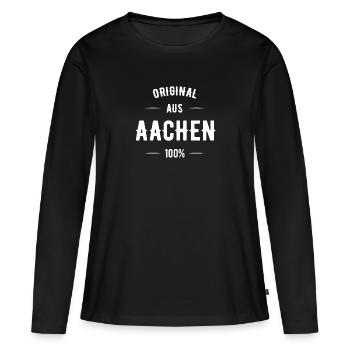 Aachen - Frauen Premium Bio Langarmshirt - Schwarz - Vorne - Julia (174cm)