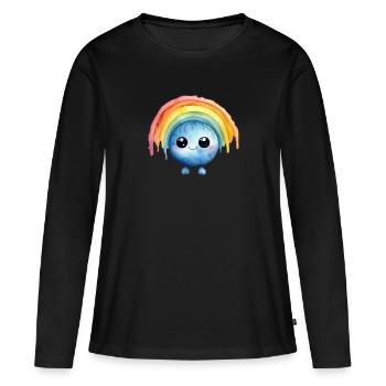 Dessin à l’aquarelle arc-en-ciel - T-shirt manches longues Premium bio Femme - noir - Devant - Julia (174cm)