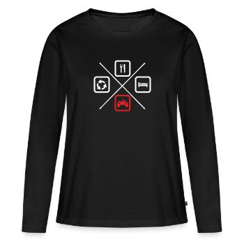 Der Lebenszyklus eines Gamers,Geek,Gamer,Gaming - Frauen Premium Bio Langarmshirt - Schwarz - Vorne - Julia (174cm)
