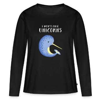 Narwhal - Je n'aime pas les licornes - T-shirt manches longues Premium bio Femme - noir - Devant - Julia (174cm)