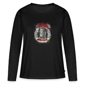 Rockabilly Music Mikro DJ Old School Retro - Frauen Premium Bio Langarmshirt - Schwarz - Vorne - Julia (174cm)