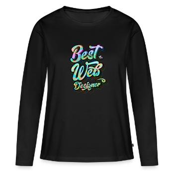 Meilleur concepteur Web - T-shirt manches longues Premium bio Femme - noir - Devant - Julia (174cm)