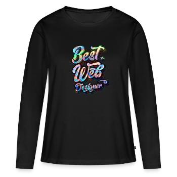 Meilleur concepteur Web - T-shirt manches longues Premium bio Femme - noir - Devant - Julia (174cm)