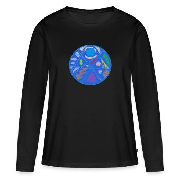 Démarreur de conversation - T-shirt manches longues Premium bio Femme - noir - Devant - Julia (174cm)