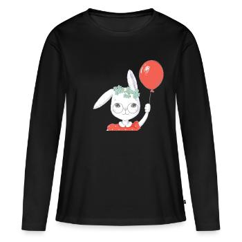 Cadeau de ballon mignon lapin de Pâques - T-shirt manches longues Premium bio Femme - noir - Devant - Julia (174cm)