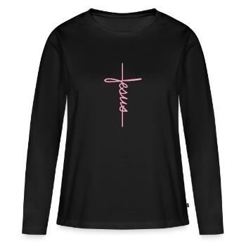 Christliche Geschenke für Frauen Jesus Christus - Frauen Premium Bio Langarmshirt - Schwarz - Vorne - Julia (174cm)