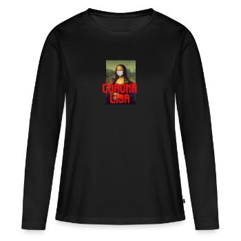 CORONA LISA - T-shirt manches longues Premium bio Femme - noir - Devant - Julia (174cm)