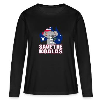 Koala - Save the Koalas. - Frauen Premium Bio Langarmshirt - Schwarz - Vorne - Julia (174cm)