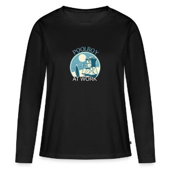 Poolboy At Work Pool Pool gars - T-shirt manches longues Premium bio Femme - noir - Devant - Julia (174cm)
