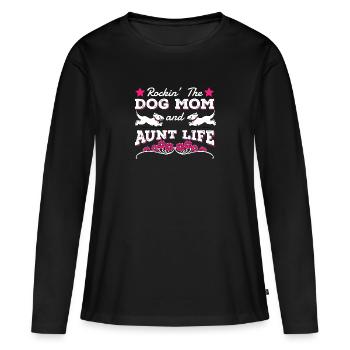 Rockin' Le chien Maman et Tante Vie - T-shirt manches longues Premium bio Femme - noir - Devant - Julia (174cm)