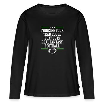 Votre équipe pourrait nous battre - T-shirt manches longues Premium bio Femme - noir - Devant - Julia (174cm)