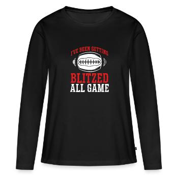 All game geblitzter Fußball - Frauen Premium Bio Langarmshirt - Schwarz - Vorne - Julia (174cm)