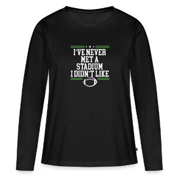 Je n’ai jamais vu de stade - T-shirt manches longues Premium bio Femme - noir - Devant - Julia (174cm)
